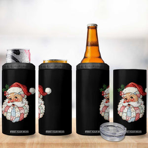 Vintage Retro Patchwork Santa Xmas 4 in 1 Can Cooler Tumbler Merry Christmas Holiday TS11 Print Your Wear