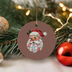 Vintage Retro Patchwork Santa Xmas Ceramic Ornament Merry Xmas Holiday TS11 1pc Mocha Print Your Wear