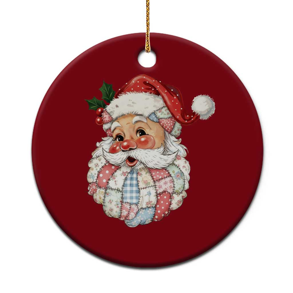 Vintage Retro Patchwork Santa Xmas Ceramic Ornament Merry Xmas Holiday TS11 1pc Red Print Your Wear