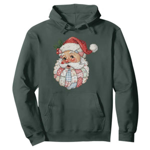 Vintage Retro Patchwork Santa Xmas Hoodie Merry Christmas Holiday TS11 Dark Forest Green Print Your Wear