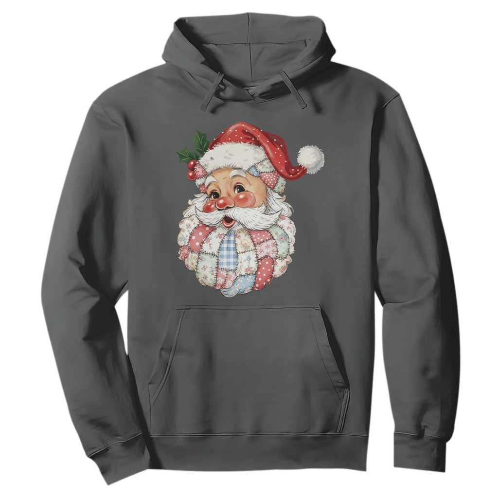 Vintage Retro Patchwork Santa Xmas Hoodie Merry Christmas Holiday TS11 Dark Heather Print Your Wear