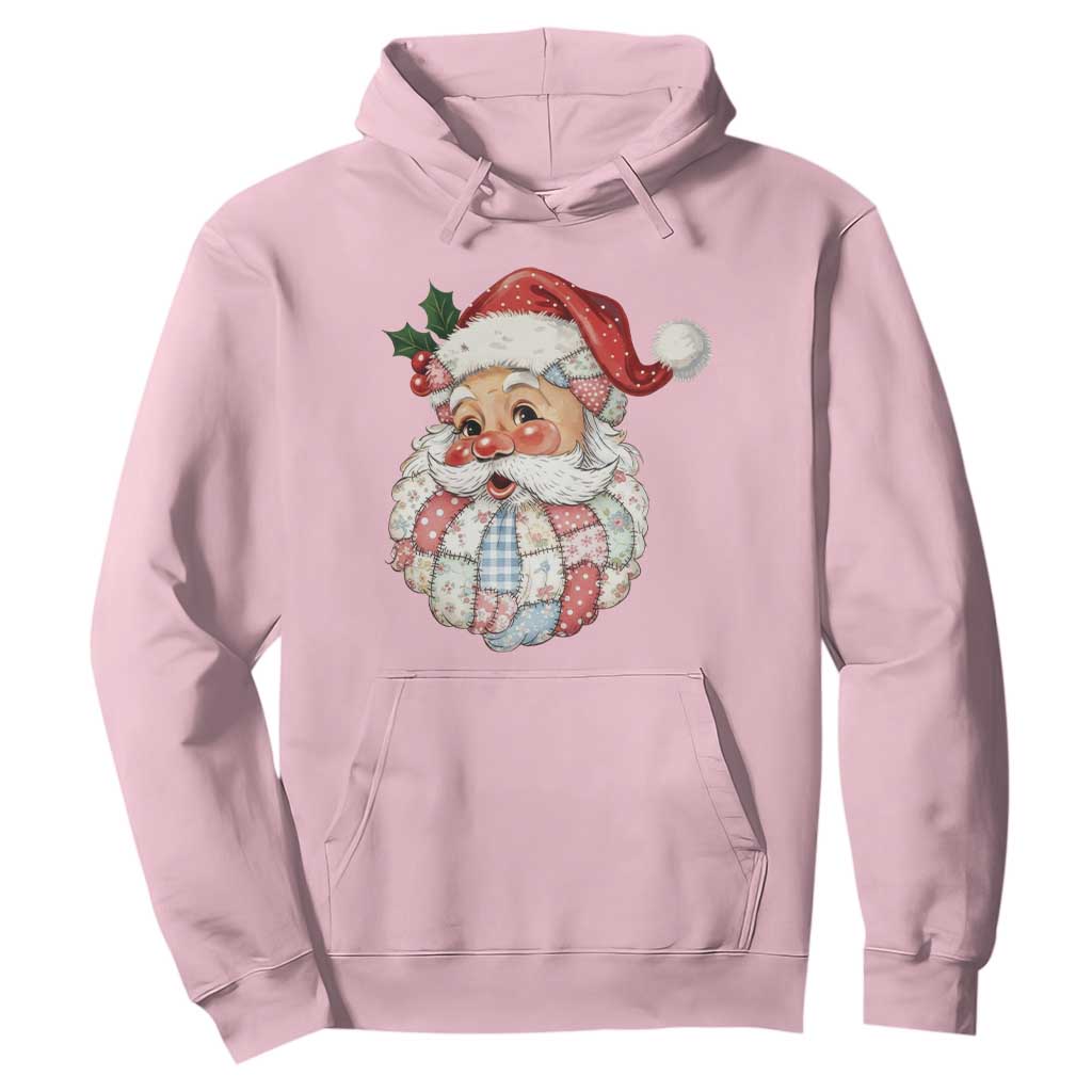 Vintage Retro Patchwork Santa Xmas Hoodie Merry Christmas Holiday TS11 Light Pink Print Your Wear