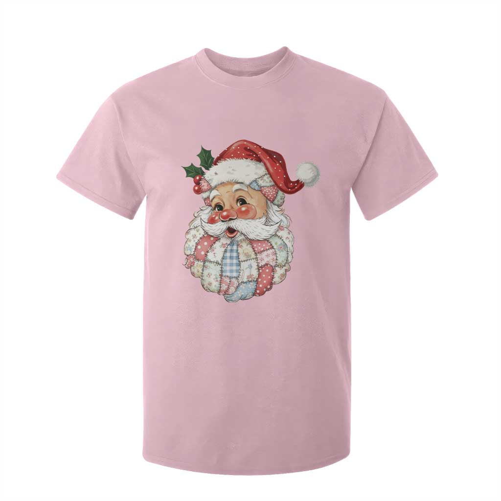 Vintage Retro Patchwork Santa Xmas T Shirt For Kid Merry Christmas Holiday TS11 Light Pink Print Your Wear