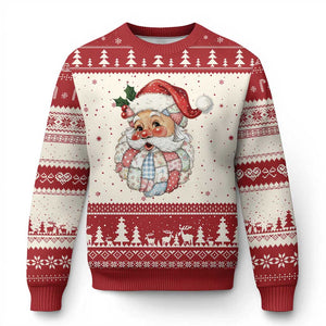 Vintage Retro Patchwork Santa Xmas Ugly Christmas Sweater Merry Xmas Holiday TS11 Beige Red Print Your Wear