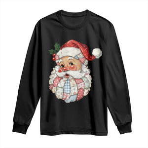 Vintage Retro Patchwork Santa Xmas Long Sleeve Shirt Merry Christmas Holiday TS11 Black Print Your Wear