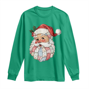 Vintage Retro Patchwork Santa Xmas Long Sleeve Shirt Merry Christmas Holiday TS11 Irish Green Print Your Wear