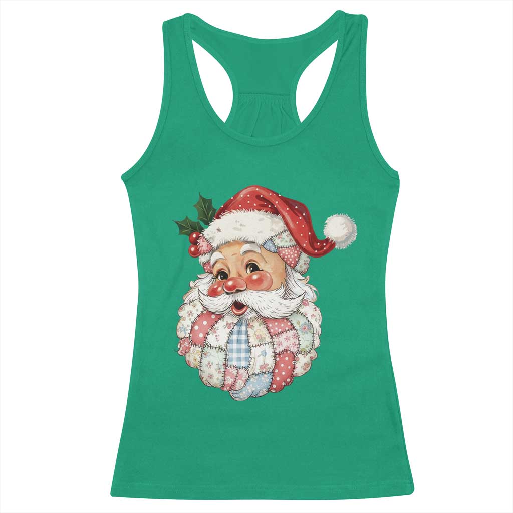 Vintage Retro Patchwork Santa Xmas Racerback Tank Top Merry Christmas Holiday TS11 Irish Green Print Your Wear