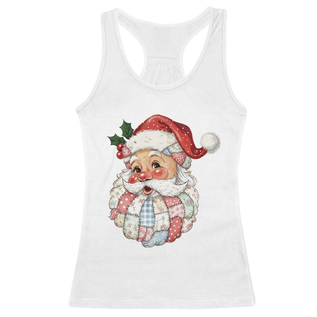 Vintage Retro Patchwork Santa Xmas Racerback Tank Top Merry Christmas Holiday TS11 White Print Your Wear