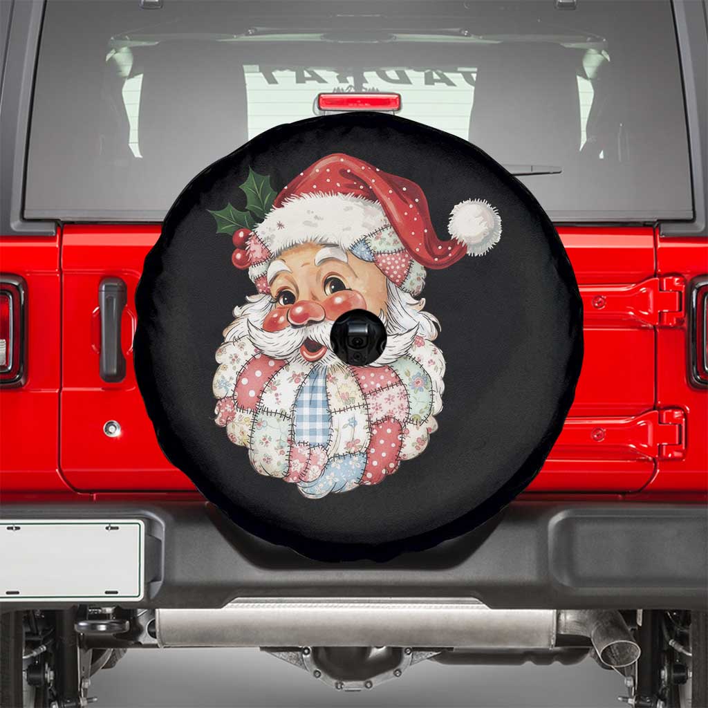 Vintage Retro Patchwork Santa Xmas Spare Tire Cover Merry Christmas Holiday TS11 Black Print Your Wear