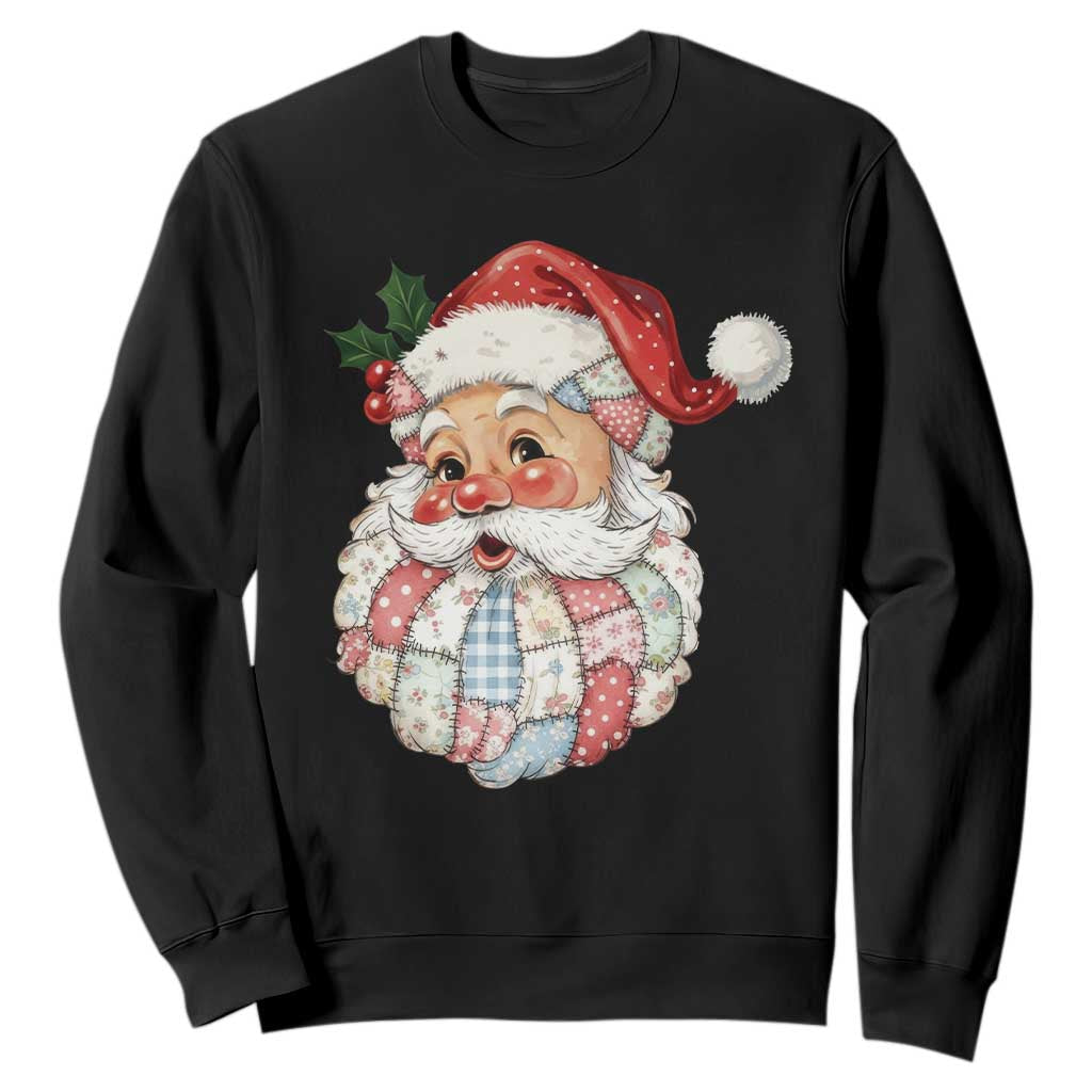 Vintage Retro Patchwork Santa Xmas Sweatshirt Merry Christmas Holiday TS11 Black Print Your Wear