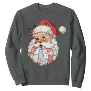 Vintage Retro Patchwork Santa Xmas Sweatshirt Merry Christmas Holiday TS11 Dark Heather Print Your Wear