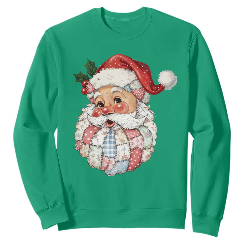 Vintage Retro Patchwork Santa Xmas Sweatshirt Merry Christmas Holiday TS11 Irish Green Print Your Wear