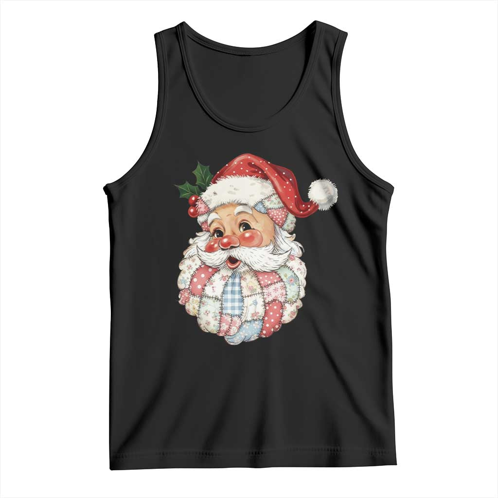Vintage Retro Patchwork Santa Xmas Tank Top Merry Christmas Holiday TS11 Black Print Your Wear