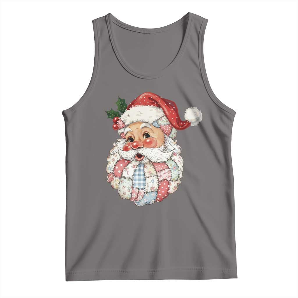 Vintage Retro Patchwork Santa Xmas Tank Top Merry Christmas Holiday TS11 Deep Heather Print Your Wear