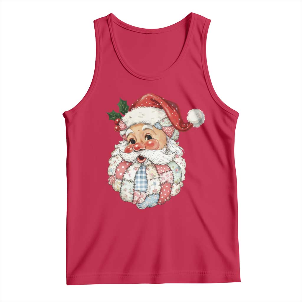 Vintage Retro Patchwork Santa Xmas Tank Top Merry Christmas Holiday TS11 Red Print Your Wear
