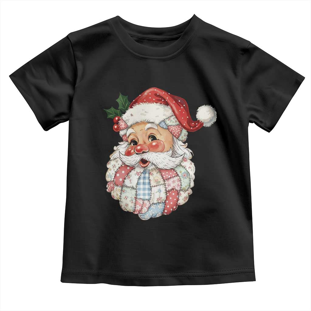 Vintage Retro Patchwork Santa Xmas Toddler T Shirt Merry Christmas Holiday TS11 Black Print Your Wear