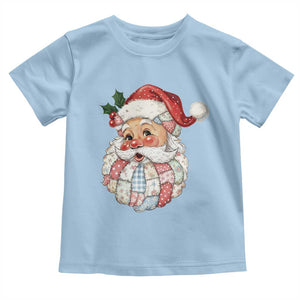Vintage Retro Patchwork Santa Xmas Toddler T Shirt Merry Christmas Holiday TS11 Light Blue Print Your Wear
