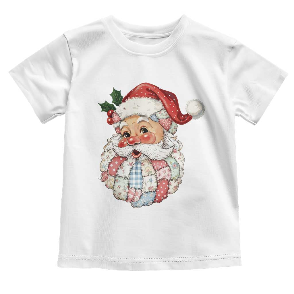 Vintage Retro Patchwork Santa Xmas Toddler T Shirt Merry Christmas Holiday TS11 White Print Your Wear