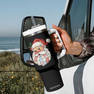 Vintage Retro Patchwork Santa Xmas Tumbler With Handle Merry Christmas Holiday TS11 Print Your Wear
