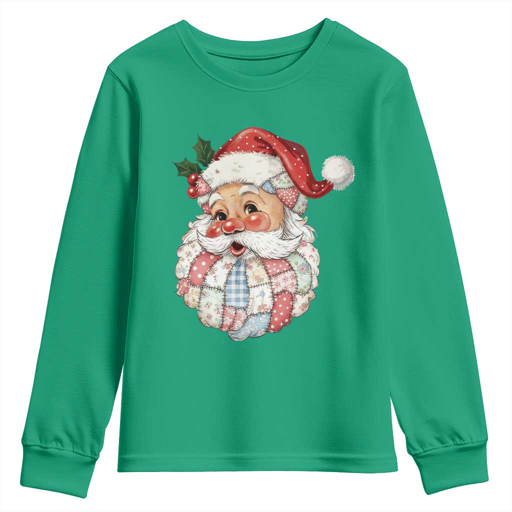Vintage Retro Patchwork Santa Xmas Youth Sweatshirt Merry Christmas Holiday TS11 Irish Green Print Your Wear