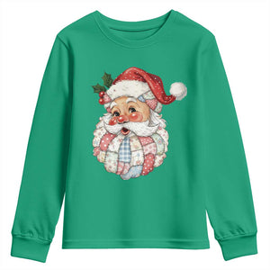 Vintage Retro Patchwork Santa Xmas Youth Sweatshirt Merry Christmas Holiday TS11 Irish Green Print Your Wear