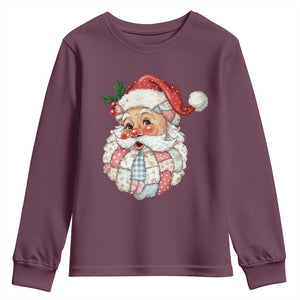 Vintage Retro Patchwork Santa Xmas Youth Sweatshirt Merry Christmas Holiday TS11 Maroon Print Your Wear