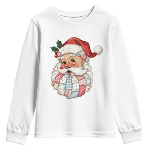 Vintage Retro Patchwork Santa Xmas Youth Sweatshirt Merry Christmas Holiday TS11 White Print Your Wear