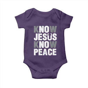 Christian Know Jesus Know Peace Baby Onesie Religion God Church Bible TS11 Purple Print Your Wear