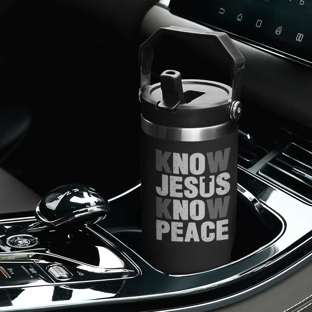 Christian Know Jesus Know Peace Flip Straw Tumbler Religion God Church Bible TS11 Print Your Wear