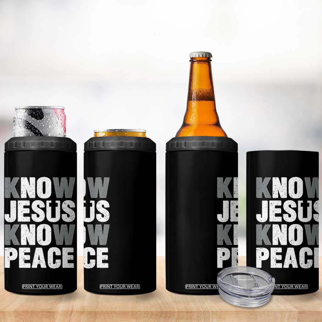 Christian Know Jesus Know Peace 4 in 1 Can Cooler Tumbler Religion God Church Bible TS11 Print Your Wear