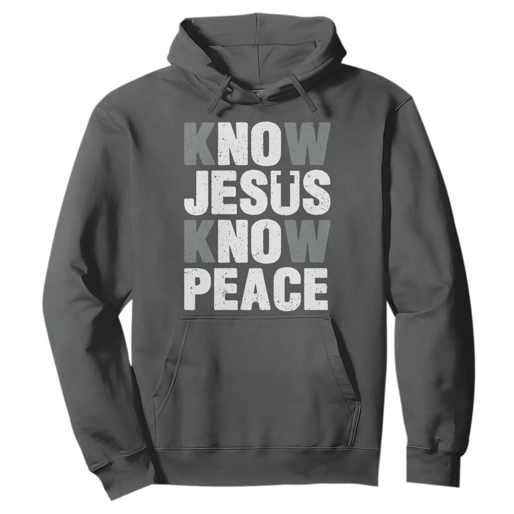 Christian Know Jesus Know Peace Hoodie Religion God Church Bible TS11 Dark Heather Print Your Wear