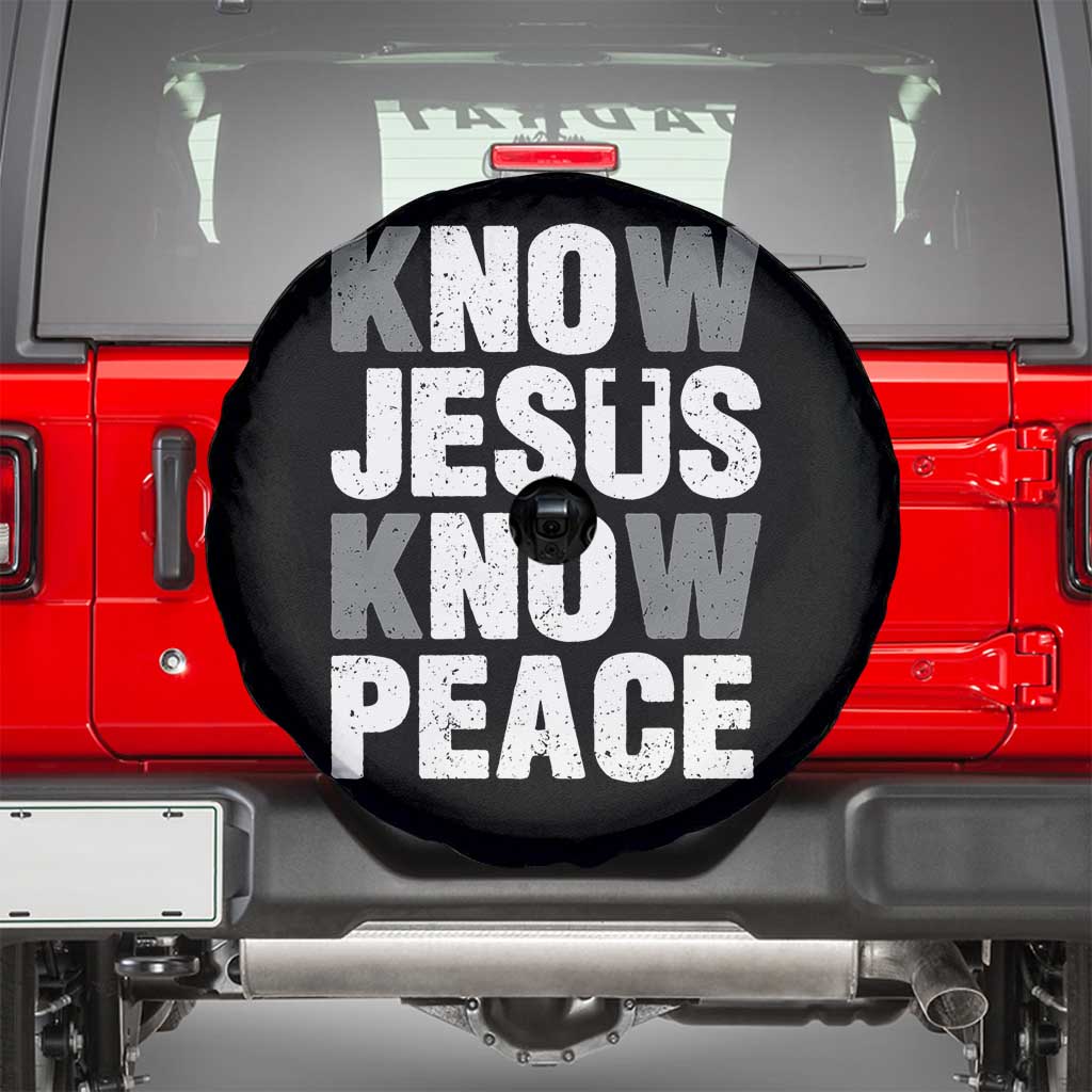 Christian Know Jesus Know Peace Spare Tire Cover Religion God Church Bible TS11 Black Print Your Wear