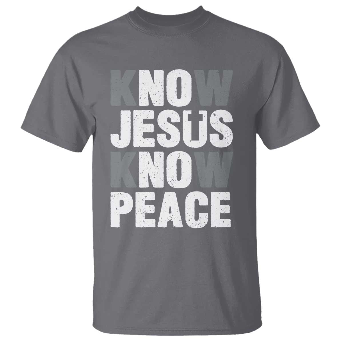 Christian Know Jesus Know Peace T Shirt Religion God Church Bible TS11 Charcoal Print Your Wear