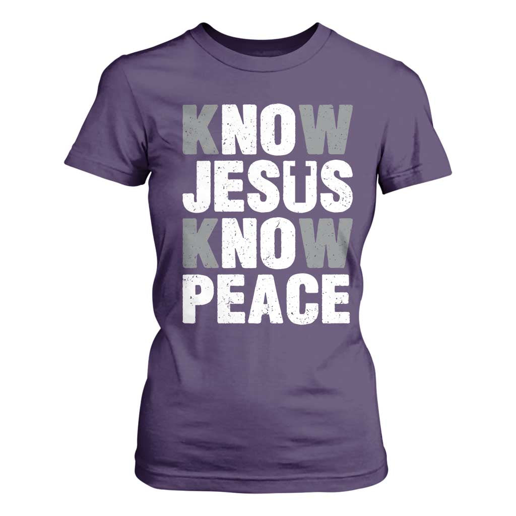 Christian Know Jesus Know Peace T Shirt For Women Religion God Church Bible TS11 Purple Print Your Wear