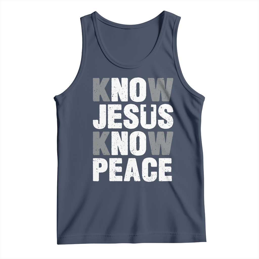 Christian Know Jesus Know Peace Tank Top Religion God Church Bible TS11 Navy Print Your Wear