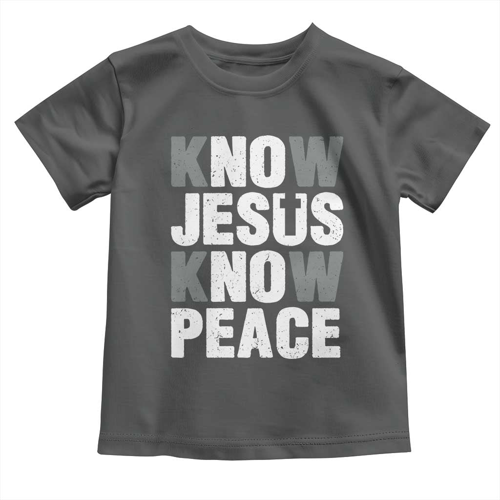 Christian Know Jesus Know Peace Toddler T Shirt Religion God Church Bible TS11 Dark Heather Print Your Wear