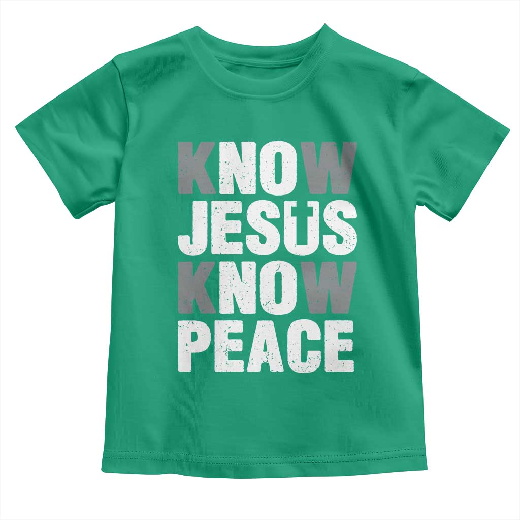 Christian Know Jesus Know Peace Toddler T Shirt Religion God Church Bible TS11 Irish Green Print Your Wear