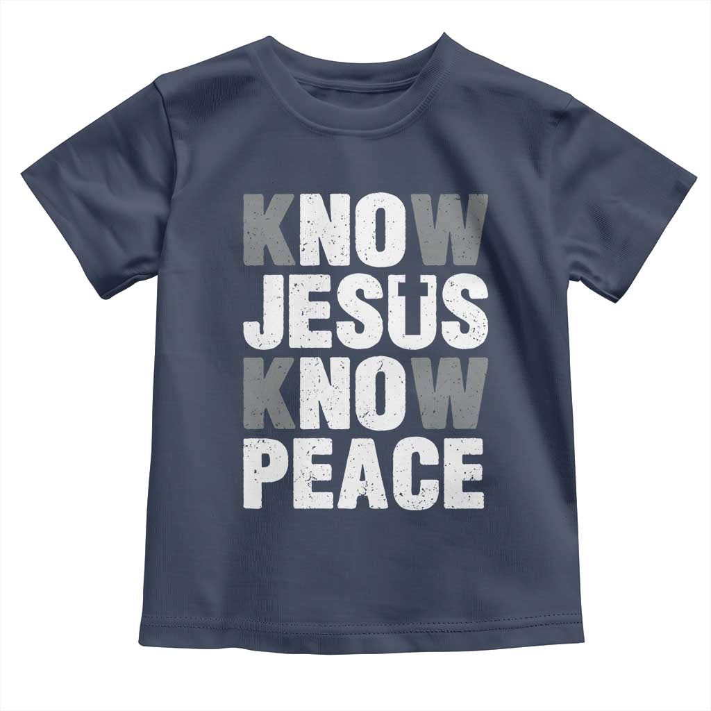 Christian Know Jesus Know Peace Toddler T Shirt Religion God Church Bible TS11 Navy Print Your Wear