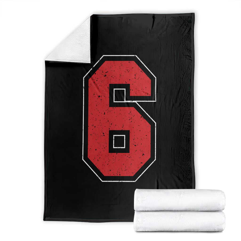Number 6 Throw Blanket Fan Varsity Sports Team 67 Jersey Number TS11 Black Print Your Wear