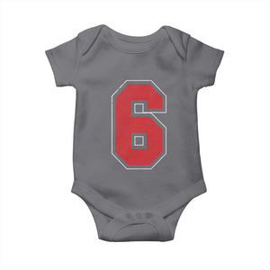 Number 6 Baby Onesie Fan Varsity Sports Team 67 Jersey Number TS11 Charcoal Print Your Wear