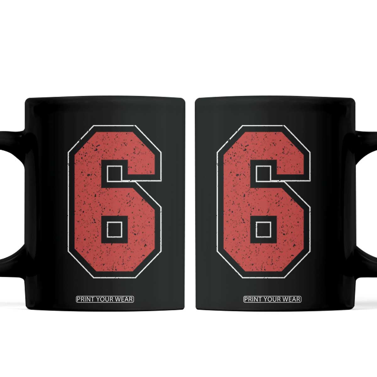 Number 6 Coffee Mug Fan Varsity Sports Team 67 Jersey Number TS11 Black Print Your Wear