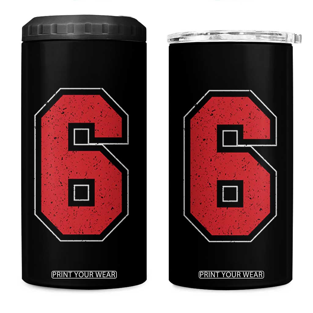 Number 6 4 in 1 Can Cooler Tumbler Fan Varsity Sports Team 67 Jersey Number TS11 One Size: 16 oz Black Print Your Wear