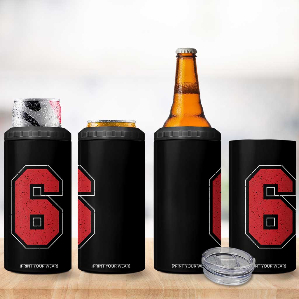 Number 6 4 in 1 Can Cooler Tumbler Fan Varsity Sports Team 67 Jersey Number TS11 Print Your Wear