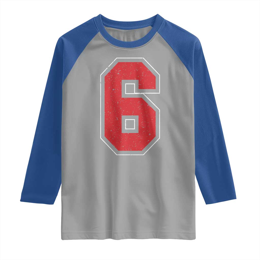 Number 6 Raglan Shirt Fan Varsity Sports Team 67 Jersey Number TS11 Sport Gray Royal Print Your Wear