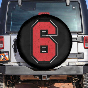 Number 6 Spare Tire Cover Fan Varsity Sports Team 67 Jersey Number TS11 No hole Black Print Your Wear