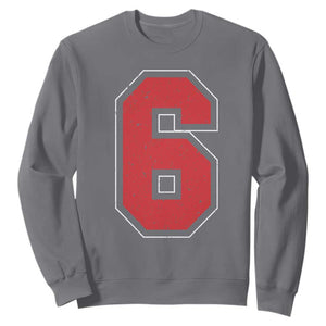 Number 6 Sweatshirt Fan Varsity Sports Team 67 Jersey Number TS11 Charcoal Print Your Wear
