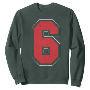 Number 6 Sweatshirt Fan Varsity Sports Team 67 Jersey Number TS11 Dark Forest Green Print Your Wear