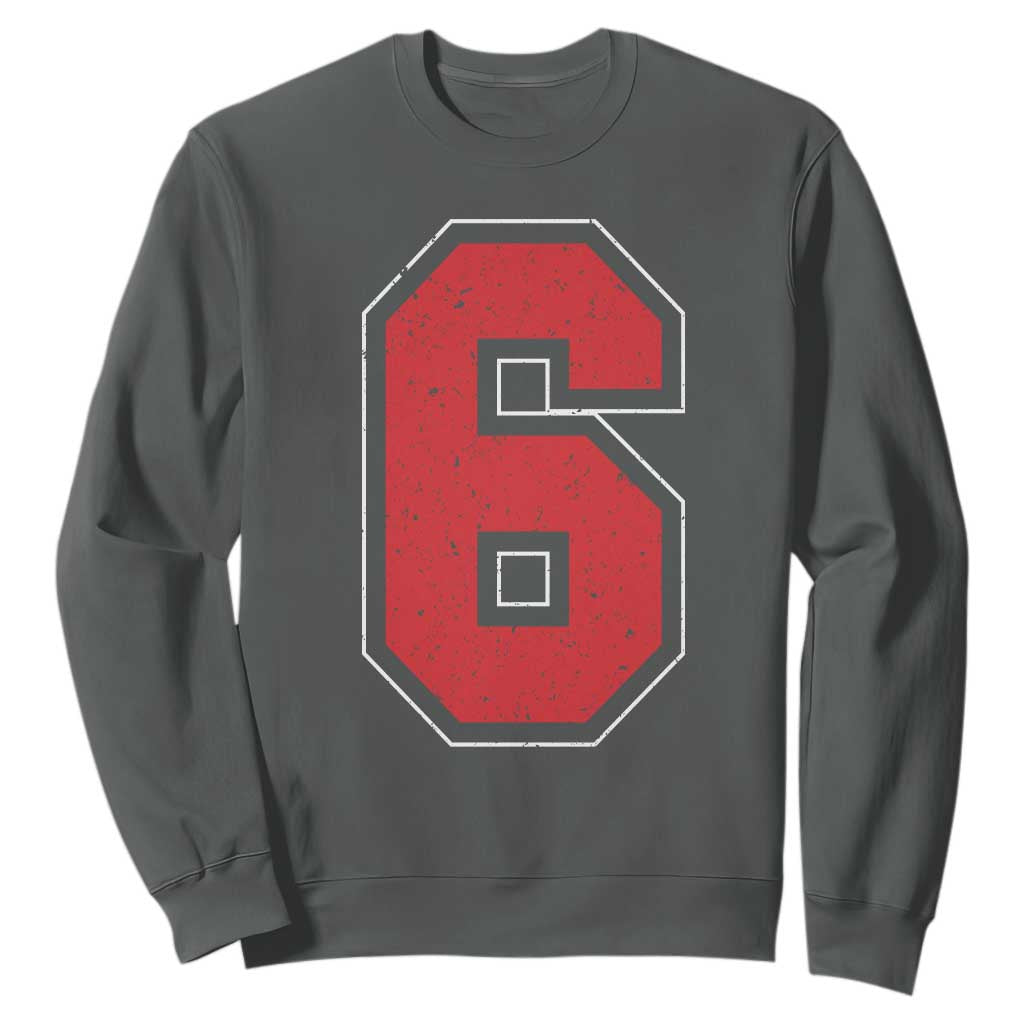 Number 6 Sweatshirt Fan Varsity Sports Team 67 Jersey Number TS11 Dark Heather Print Your Wear