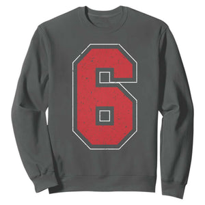 Number 6 Sweatshirt Fan Varsity Sports Team 67 Jersey Number TS11 Dark Heather Print Your Wear