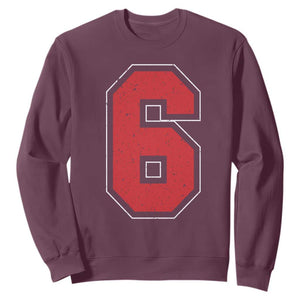 Number 6 Sweatshirt Fan Varsity Sports Team 67 Jersey Number TS11 Maroon Print Your Wear